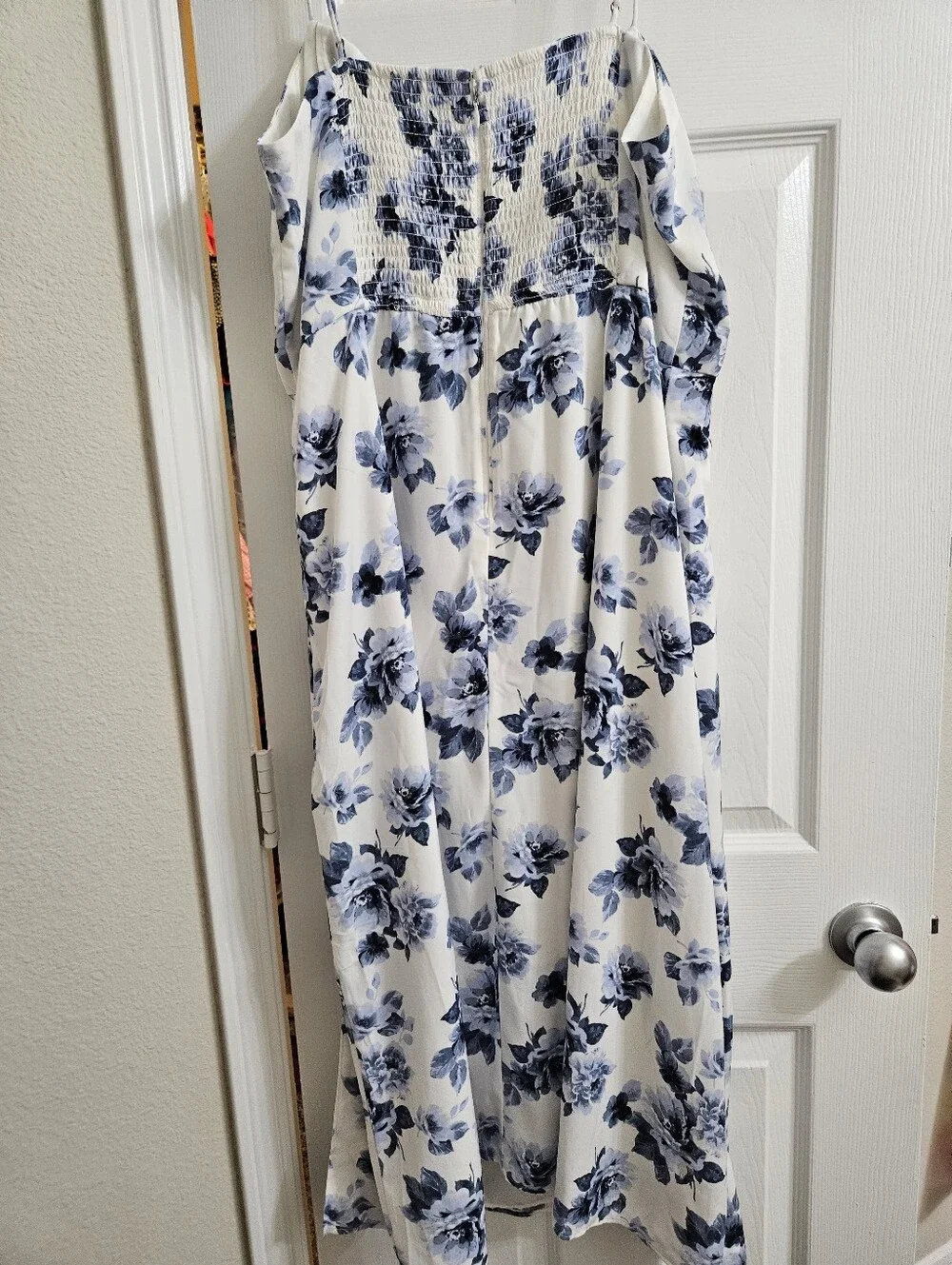 Abercrombie Off White And Blue Floral Slit Dress